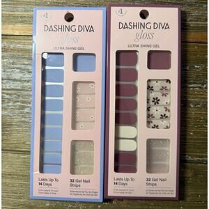 Dashing Diva Gloss Ultra Shine Gel Nail Strips Variety Flowers Sparkles Lot of 3